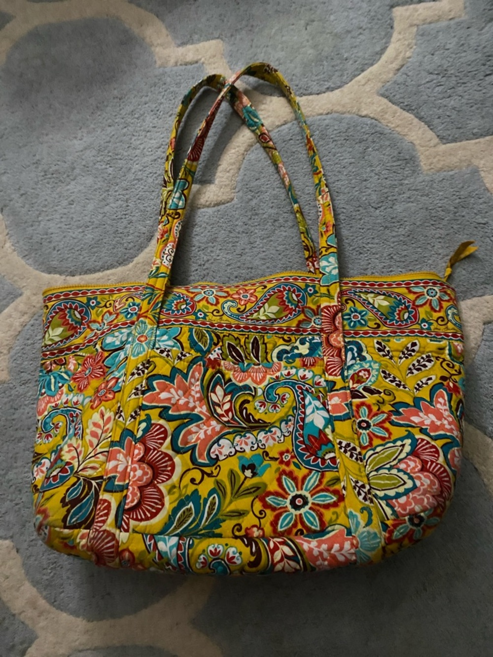 Vera Bradley Provencial  Yellow Floral Quilted Large Tote Bag